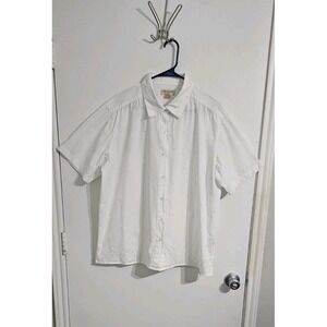 VTG Crossroads Eyelet Button‎ Down Shirt 20W White Casual Minimalist Classic
